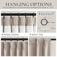 Room Darkening Curtains For Living Room Boho Drop Cloth Curtains Farmhouse Linen Window Drapes 102 Inches Long Weather Blocking Lightweight Blackout Taupe Tan Two Pack Pinch Pleated/Back Tab 2 Panels