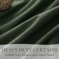 Qjmydeco Dark Olive Green Spring Living Room Curtains Linen 90 Inches Long Pencil Pinch Pleated Traverse Window Curtains Complete Blackout Heat & Cold Blocking For Sliding Glass Door 2 Panels Drapes