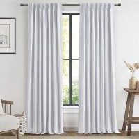 Extra Long Linen Textured 102 Inch Blackout Curtains  Pinch Pleated Drapes Light Blocking Thermal Curtains For Summer Sliding Glass Door Curtain Farmhouse Living Room For 103 Inches Window 2 Panels