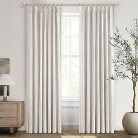 Birch Drapes 84 Inch Length 2 Panels Set  Linen Pinch Pleated Curtains For Bedroom Windows Energy Efficient Thermal Lined Rustic Country Blackout Curtains For Living Room With Rings/Pencil Pleat 7Ft