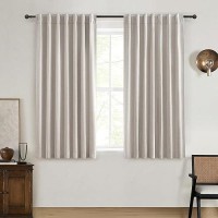 Room Darkening Curtains 72 Inches Long 2 Panels Burg Rich Linen Heavy Insulated Bay Window Curtains Modern Neutral Drapes For B