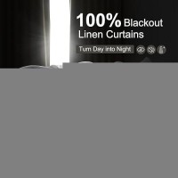 Linen Blackout Farmhouse Room Darkening Curtains 96 Inches Long  Wide Curtains For Windows 60 To 72 Pinch Pleated/Back Tab Textured Bedroom Sliding Drapes For Living Room Warm Cold Blocking 2 Panels