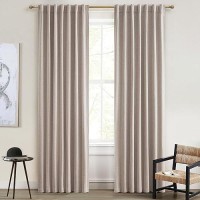 Qjmydeco Vintage Cabin Curtains For Bedroom Windows Decorative Blackout Farmhouse Style Linen Curtains 90 Inches Long Oatmeal We