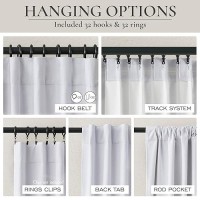 Greyish White Linen Blend Bedroom Curtains 102 Inch Long Curtains Blackout Sliding Glass Door Thermal Insulated Drape For Summe