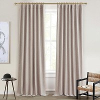 Qjmydeco Nursery Curtains Neutral Blackout Floor To Ceiling Track Privacy Curtains For Large Windows Room Divider Ecru Faux Lin