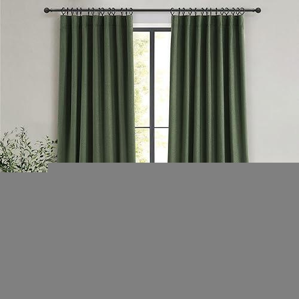 Qjmydeco 102 Inch Farmhouse Style Curtains Sounddraftcoldheatsun Blocking Curtains Retro Vintage Dark Green Spring Drapes P