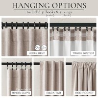 Primitive Linen Curtains For Living Room 96 Inches Long Rustic Country Style Drapes Complete Blackout Dark Out Curtains For Bedr