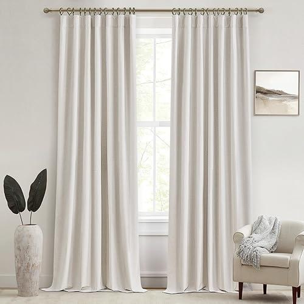 Birch Total Blackout Curtains 96 Inches Long For Bedroom 8 Foot Tall Heavy Thermal Rustic Country Curtains For Living Room Track