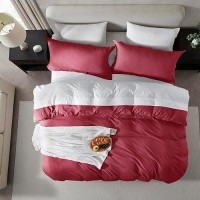 Nestl Burgundy Red Duvet Cover Full Size Soft Prewashed Full Size Duvet Cover Set 3 Piece With Zipper Closure 1 Duvet Cover