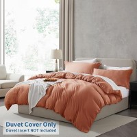 Nestl Rust Duvet Cover Queen Size Soft Prewashed Queen Duvet Cover Set 3 Piece With Zipper Closure 1 Duvet Cover 90X90 Inch