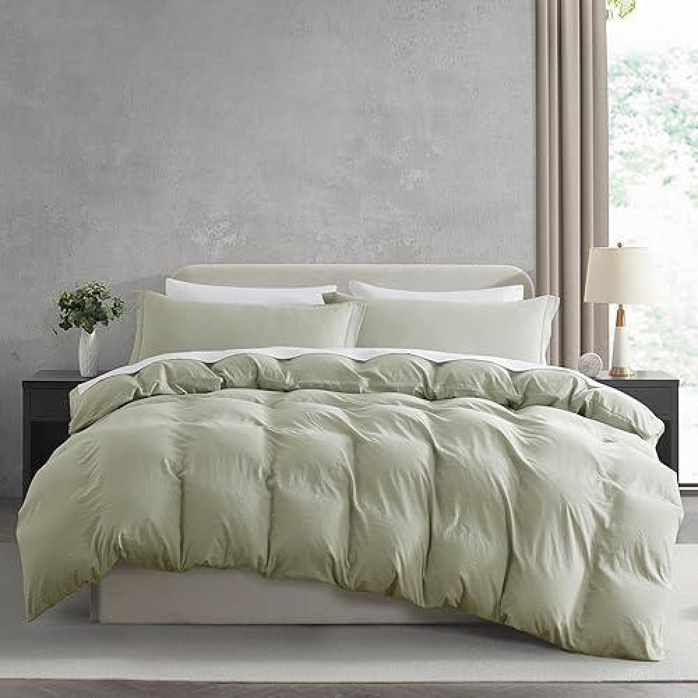 Nestl Light Sage California King Duvet Cover Sets Soft Prewashed Cal King Duvet Cover 3 Piece With Zipper Closure 1 Duvet C