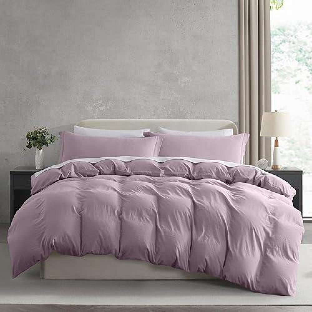 Nestl Dusty Purple Duvet Cover Queen Size Soft Prewashed Queen Duvet Cover Set 3 Piece With Zipper Closure 1 Duvet Cover 90