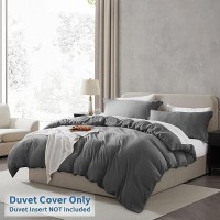 Nestl Grey Duvet Cover Queen Size Soft Prewashed Queen Duvet Cover Set 3 Piece With Zipper Closure 1 Duvet Cover 90X90 Inch