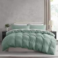 Nestl Twin Duvet Cover Set Soft Prewashed Sage Green Duvet Cover Twintwin Xl 2 Piece With Zipper Closure 1 Duvet Cover 68X