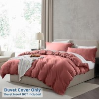 Nestl Pink Clay Duvet Cover Full Size Soft Prewashed Full Size Duvet Cover Set 3 Piece With Zipper Closure 1 Duvet Cover 80