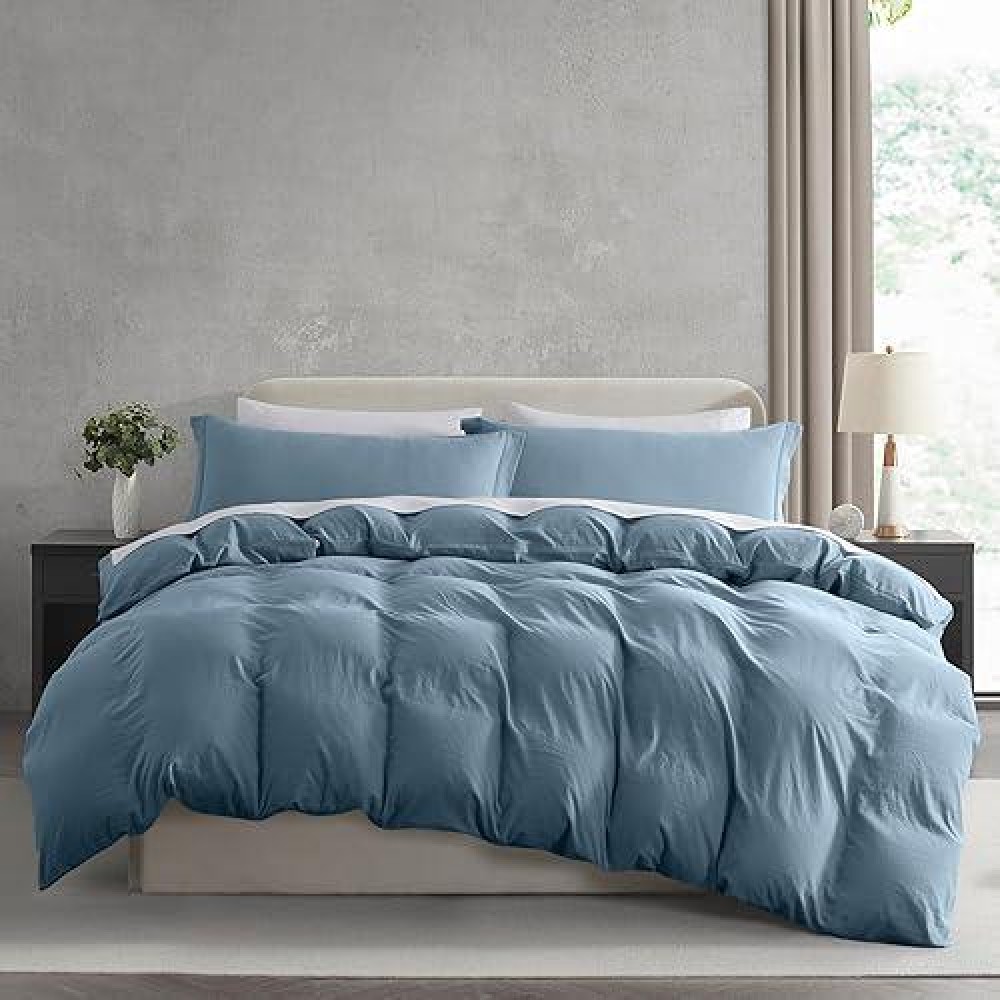 Nestl Twin Duvet Cover Set Soft Prewashed Stone Blue Duvet Cover Twintwin Xl 2 Piece With Zipper Closure 1 Duvet Cover 68X