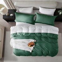 Nestl Twin Duvet Cover Set Soft Prewashed Dark Green Duvet Cover Twintwin Xl 2 Piece With Zipper Closure 1 Duvet Cover 68X