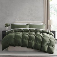 Nestl Olive Green Duvet Cover King Size Soft Prewashed King Duvet Cover Set 3 Piece With Zipper Closure 1 Duvet Cover 104X9