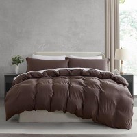 Nestl Chocolate Brown Duvet Cover King Size Soft Prewashed King Duvet Cover Set 3 Piece With Zipper Closure 1 Duvet Cover 1