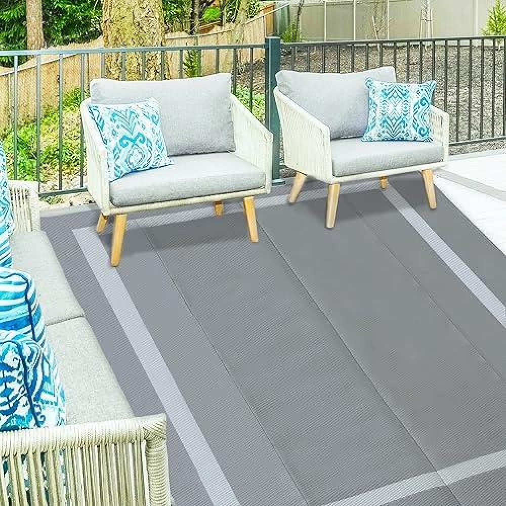 Ogrmar 9X12 Ft Reversible Mats Outdoor Rug For Patio Clearance Waterproof Carpet Plastic Straw Rug For Indoor Outdoor Floor