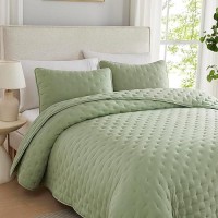 Wdcozy Sage Green Cloud Quilt King Size Bedding Set With Pillow Sham Seafoam Puffy Cozy Lightweight Bedspread Coverlet Soft Cu