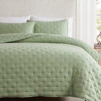 Wdcozy Sage Green Cloud California Cal King Size Quilt Bedding Sets With Pillow Shams Oversized Seafoam Puffy Cozy Lightweight