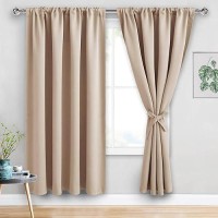 Jiuzhen Blackout Curtains For Bedroom Thermal Insulated Room Darkening Rod Pocket Curtains For Living Room Set Of 2 Panels Wi