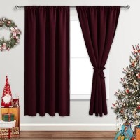 Jiuzhen Blackout Curtains For Bedroom Thermal Insulated Room Darkening Rod Pocket Curtains For Living Room Set Of 2 Panels Wi