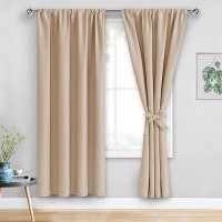 Jiuzhen Blackout Curtains For Bedroom Thermal Insulated Room Darkening Rod Pocket Curtains For Living Room Set Of 2 Panels Wi