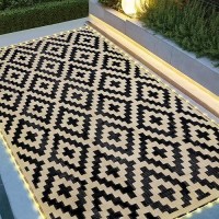 Sand Mine Reversible Mats With Led Strip Lights Plastic Straw Rug Modern Area Rug Large Floor Mat For Outdoors Patio Backya