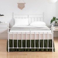 Xuan Dian Bed Skirt Queen Size Ruffled Bed Skirt With Split Corners 14 Inch Drop Dust Ruffle Bed Skirt With Platform Green