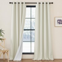 Nicetown Faux Linen 100 Blackout Living Room Curtains 96 Inches Long Silver Grommet 2 Layers Window Treatment With White Liner