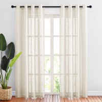 Nicetown Linen Textured Sheer For Living Room Grommet Top Design Semitranslucent Voile Drapes 84 Long For Guest Roompatio