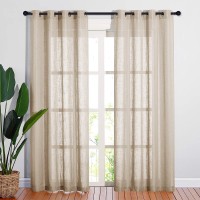 Nicetown Semisheer Big Widow Curtains For Living Room Grommet Rustic Linen Textured Window Coverings Balance Light Privacy D