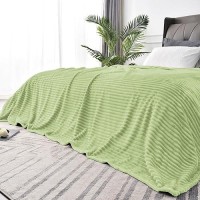 Bedelite Fleece Blanket King Size - 3D Ribbed Jacquard Soft And Warm Decorative Fuzzy Blankets - Cozy  Fluffy  Plush Lightweight Throw Blankets For Couch  Bed  Sofa(Sage Green  108X90 Inches)