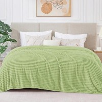 Bedelite Fleece Blanket King Size - 3D Ribbed Jacquard Soft And Warm Decorative Fuzzy Blankets - Cozy  Fluffy  Plush Lightweight Throw Blankets For Couch  Bed  Sofa(Sage Green  108X90 Inches)