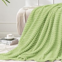 Bedelite Fleece Blanket Twin Size - 3D Ribbed Jacquard Soft And Warm Decorative Fuzzy Blankets - Cozy  Fluffy  Plush Lightweight Throw Blankets For Couch  Bed  Sofa(Sage Green  60X80 Inches)