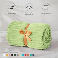 Bedelite Fleece Blanket Twin Size - 3D Ribbed Jacquard Soft And Warm Decorative Fuzzy Blankets - Cozy  Fluffy  Plush Lightweight Throw Blankets For Couch  Bed  Sofa(Sage Green  60X80 Inches)