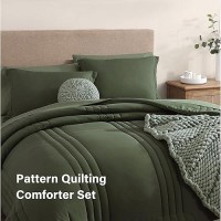 Monbix Full Size Comforter Sets  7 Piece Full Size Bedding Sets  Warm Comforters  Bed In A Bag Full With Sheets Pillowcases & Shams (Olive Green  Full  80''X90'')