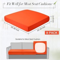 Newwiee 8Pcs Patio Stretch Sofa Cushion Cover Outdoor Cushion Cover Replacement Patio Furniture Cushions Couch Slipcovers Chair Seat Cover Soft Flexibility Protector (Orange Waterproof Pure)