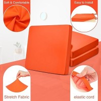 Newwiee 8Pcs Patio Stretch Sofa Cushion Cover Outdoor Cushion Cover Replacement Patio Furniture Cushions Couch Slipcovers Chair Seat Cover Soft Flexibility Protector (Orange Waterproof Pure)