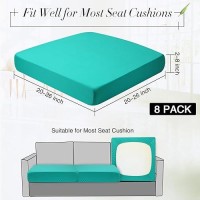 Newwiee 8Pcs Patio Stretch Sofa Cushion Cover Outdoor Cushion Cover Replacement Patio Furniture Cushions Couch Slipcovers Chair Seat Cover Soft Flexibility Protector (Peacock Green Waterproof Pure)