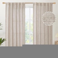 Youngstex Natural Linen Curtains 72 Inch Length 2 Panels For Living Room Back Tab Textured Window Drapes Light Filtering For Bed