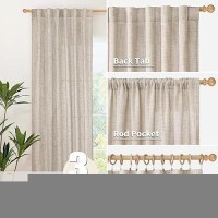 Youngstex Natural Linen Curtains 72 Inch Length 2 Panels For Living Room Back Tab Textured Window Drapes Light Filtering For Bed