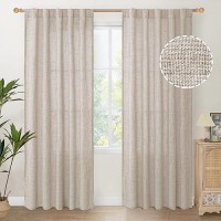 Youngstex Natural Linen Curtains 84 Inch Length 2 Panels Rod Pocket Light Filtering Textured Window Drapes With Ring Clips For L