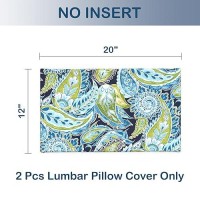 Dytxiii Pack Of 2 Outdoor Waterproof Lumbar Pillow Covers Only Rectangle Decorative Double Printed Pillow Cases For Patio Couch