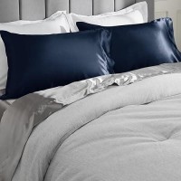 Cozylux Satin Pillowcase For Hair And Skin King Set Of 2 Soft Pillow Cases Silky Microfiber Bed Pillow Covers Wrinkle Resistant With Envelope Closure(Navy  20 X 40 Inches)