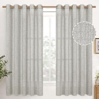 Youngstex Linen Curtains 60 Inches Width Light Grey Bronze Grommet Light Filtering Window Drapes For Living Room Bedroom Office