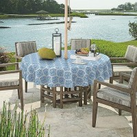 Dytxiii Round Outdoor Tablecloth With Umbrella Hole And Zipper 60 Inch Springsummer Floral Picnic Table Cover Waterproof Fabri