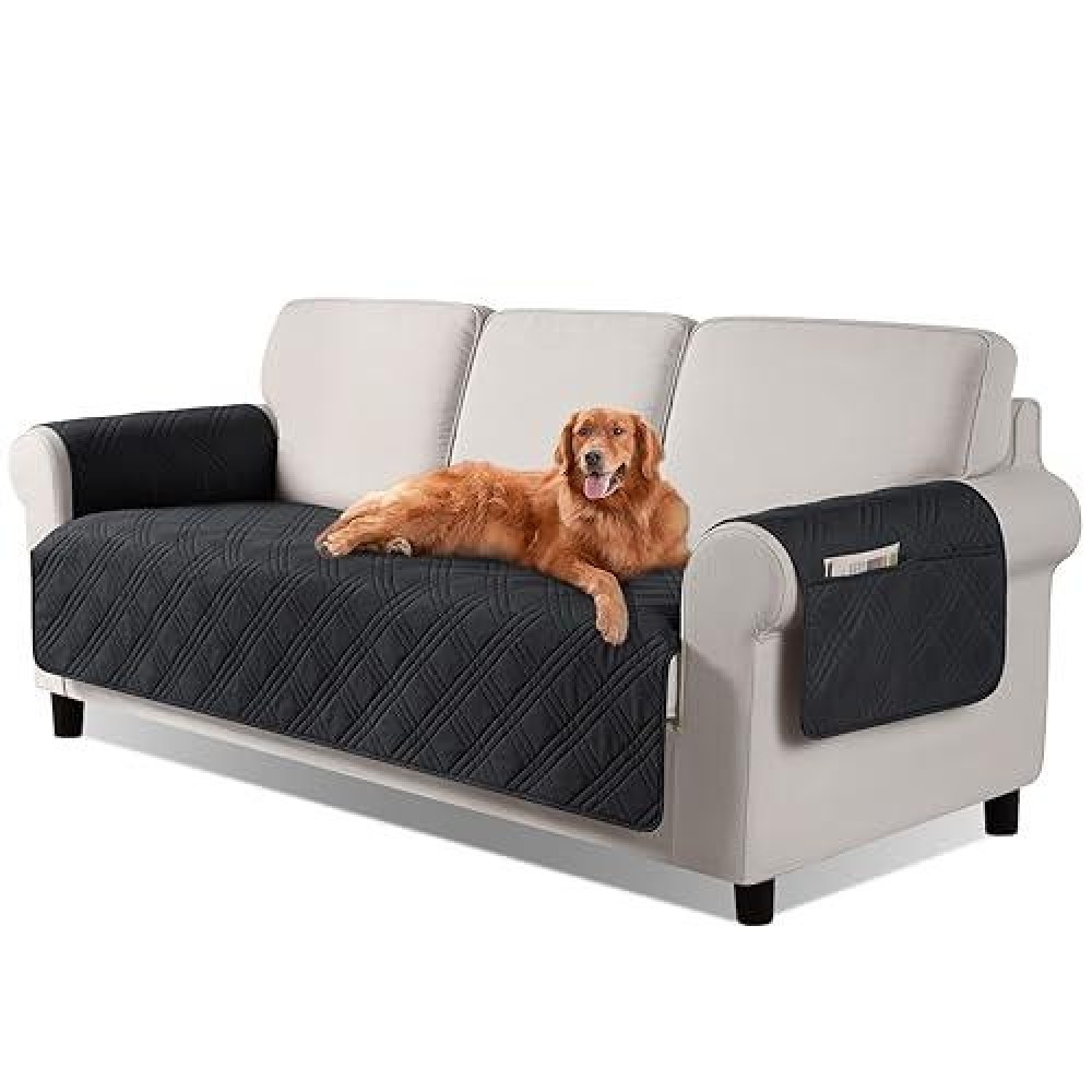 Taococo Waterproof Sofa Covers For Dogs Pets With Non Slip Backing Couch Seat Covers With Side Pocket For 3 Cushion Couch Washa